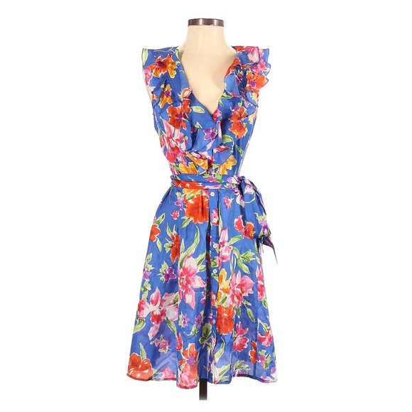 Lauren by Ralph Lauren 100% Silk Ruffle Dress Sz 2 - Picture 1 of 5